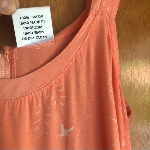 Vintage 90’s Peach Sundress with White Floral Print Sz Med - Picture 9 of 13